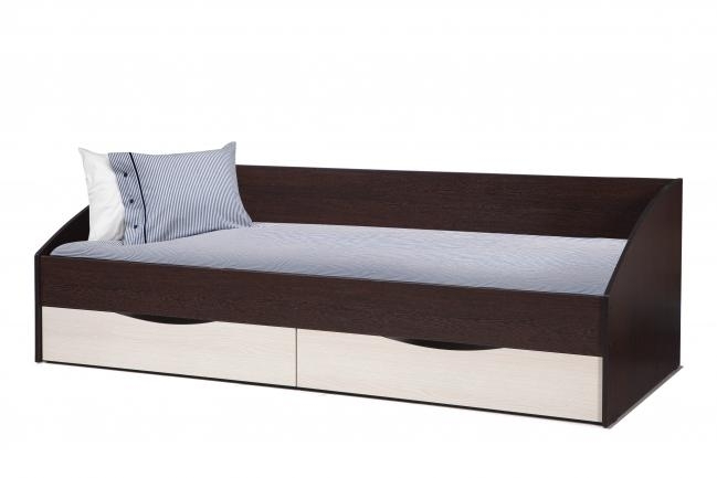 Кровать односпальная "Фея-3" (симметричная) (2000*900) (венге/дуб линдберг/ДВПО: белый)