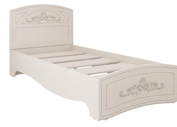 Кровать односпальная "Каролина" (900) (патина) (Вудлайн кремовый/ПВХ Сандал белый)